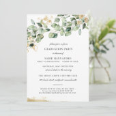 Invitation Classe de 2021 Eucalyptus Rustic Gold Graduation (Debout devant)