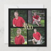 Invitation Classe de 2021 Gold Grad Rouge et Noir avec photo (Dos)