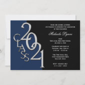 Invitation Classe de 2021 Grad Silver avec option de couleur (Devant)