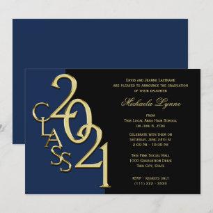 Invitation Classe de 2021 Grand Or avec option Couleur