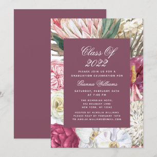 Invitation Classe de 2022 Aquarelle graduée Floral