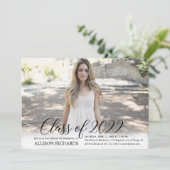 Invitation Classe de 2022 élégante photo de graduation callig (Debout devant)