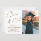 Invitation Classe De 2022 Gold Custom Photo Graduation Modern (Devant)