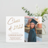 Invitation Classe De 2022 Gold Custom Photo Graduation Modern (Debout devant)