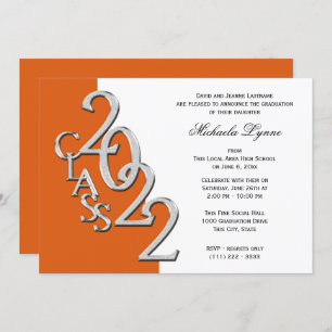 Invitation Classe de 2022 Grad Silver avec option de couleur 