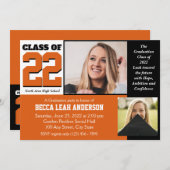 Invitation Classe de 2022 Hope and Confidence Orange (Devant / Derrière)