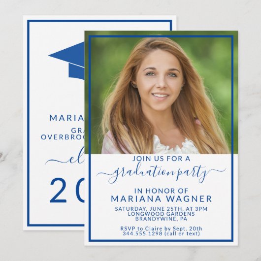 Invitation Classe de 2022 Photo Lycée Graduation Party I (Devant / Derrière)