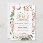 Invitation Classe de 2022 Rose Floral Graduation Invitati (Devant)