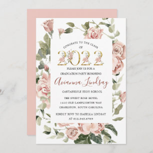 Invitation Classe de 2022 Rose Floral Graduation Invitati