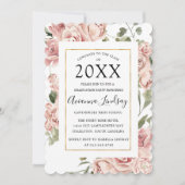 Invitation Classe de 2022 Rose Rose Floral Graduation (Devant)