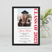 Invitation Classe de 2023 Black Photo Graduation (Debout devant)