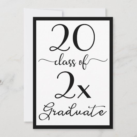 Invitation Classe De 2023 Black White Script Graduation Party (Devant)