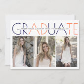 Invitation Classe de 2023 bleu marine, photo de graduation co (Devant)