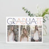 Invitation Classe de 2023 bleu marine, photo de graduation co (Debout devant)