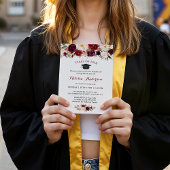 Invitation Classe de 2023 Burgundy Red Floral Graduation Part