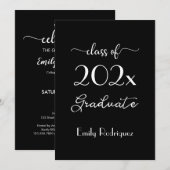 Invitation Classe De 2023 Chic Black White Graduation Party (Devant / Derrière)