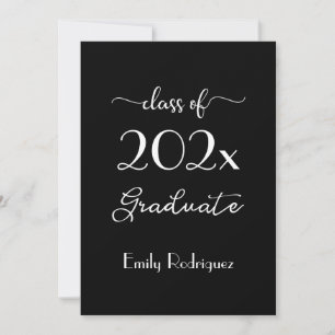 Invitation Classe De 2023 Chic Black White Graduation Party