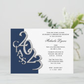 Invitation Classe de 2023 Grad Silver and Navy Blue (Debout devant)