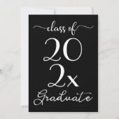 Invitation Classe De 2023 Graduation Chic Noir & Blanc Script (Devant)