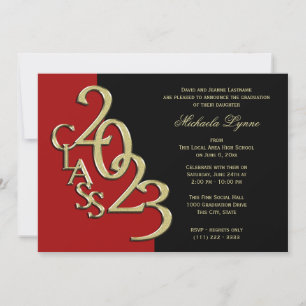 Invitation Classe de 2023 Graduation Rouge et Or