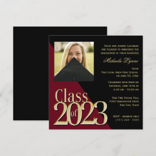 Invitation Classe de 2023 Grand Or et Bourgogne avec photo