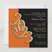 Invitation Classe de 2023 Grand Orange et Or (Devant)