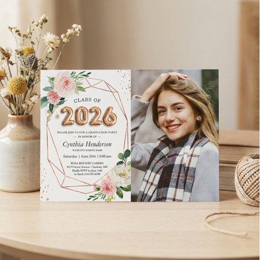 Invitation Classe de 2023 Lettres à ballons - Diplôme photo