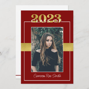 Invitation Classe de 2023 Maroon & Gold Graduation Party