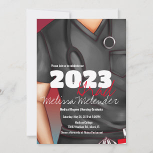 Invitation Classe de 2023 Médicale Scrubs Homme Nurse Graduat