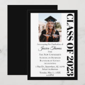 Invitation Classe de 2023 Photo College Graduation (Devant / Derrière)