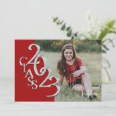 Invitation Classe de 2023 Photo Graduation Red Silver Invitat (Debout devant)
