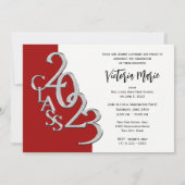 Invitation Classe de 2023 Photo Graduation Red Silver Invitat (Dos)