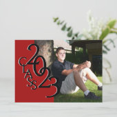 Invitation Classe de 2023 Photo Graduation Rouge et Noir (Debout devant)