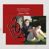 Invitation Classe de 2023 Photo Graduation Rouge et Noir (Devant / Derrière)