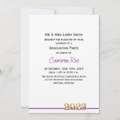 Invitation Classe de 2023 Purple & Gold Graduation Party (Dos)