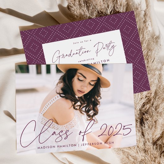 Invitation Classe de 2023 Purple Script Graduation Party