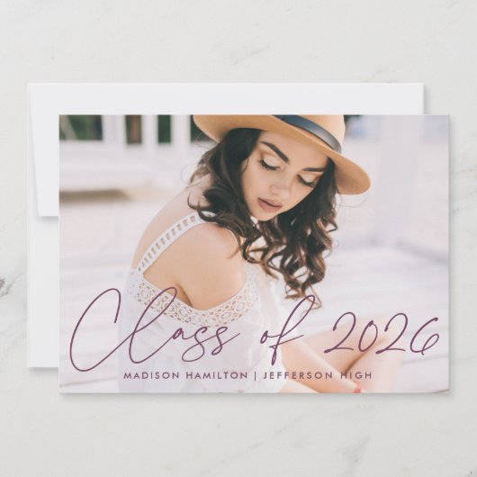 Invitation Classe de 2023 Purple Script Graduation Party (Devant)