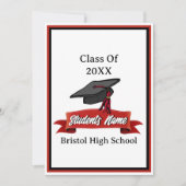 Invitation Classe de 2023 Red and Black Graduation Party (Devant)
