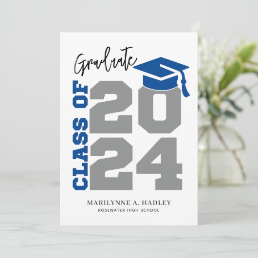 Invitation Classe de 2024 Bleu et gris (Debout devant)