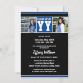 Invitation Classe de 2024 Blue Black Photo Collage Graduation (Devant)
