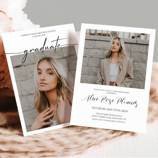 Invitation Classe de 2024 Classic Photo Graduation Party