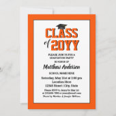 Invitation Classe de 2024 Elegant Deep Orange Graduation (Devant)