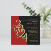 Invitation Classe de 2024 Elegant Gold et Red (Debout devant)