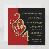 Invitation Classe de 2024 Elegant Gold et Red (Devant)