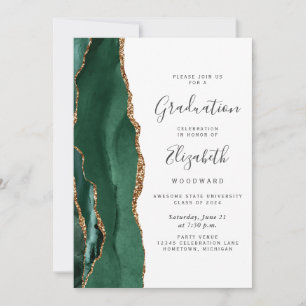 Invitation Classe de 2024 Emerald Green Agate Photo Graduatio