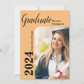 Invitation Classe de 2024 Grad : Photo moderne noir & blanc (Devant)