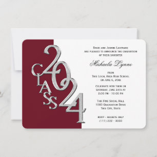 Invitation Classe de 2024 Grad Silver et Bourgogne