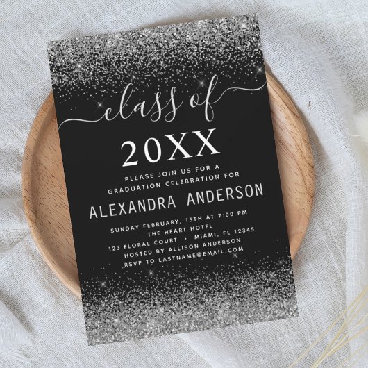 Invitation Classe de 2024 Graduation Party Silver Black