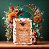 Invitation Classe de 2024 Graduation Terracotta Orange Feuill