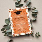 Invitation Classe de 2024 Graduation Terracotta Orange Feuill